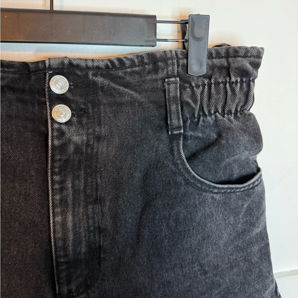 MNG Black Denim Paperbag Shorts
